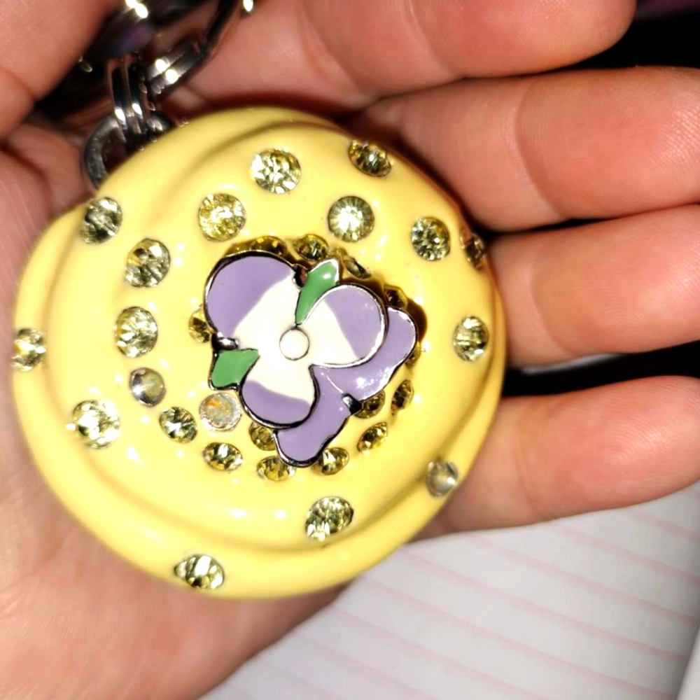 Extremely RARE HTF HUGE Yellow w purple flowers Swarovski charm